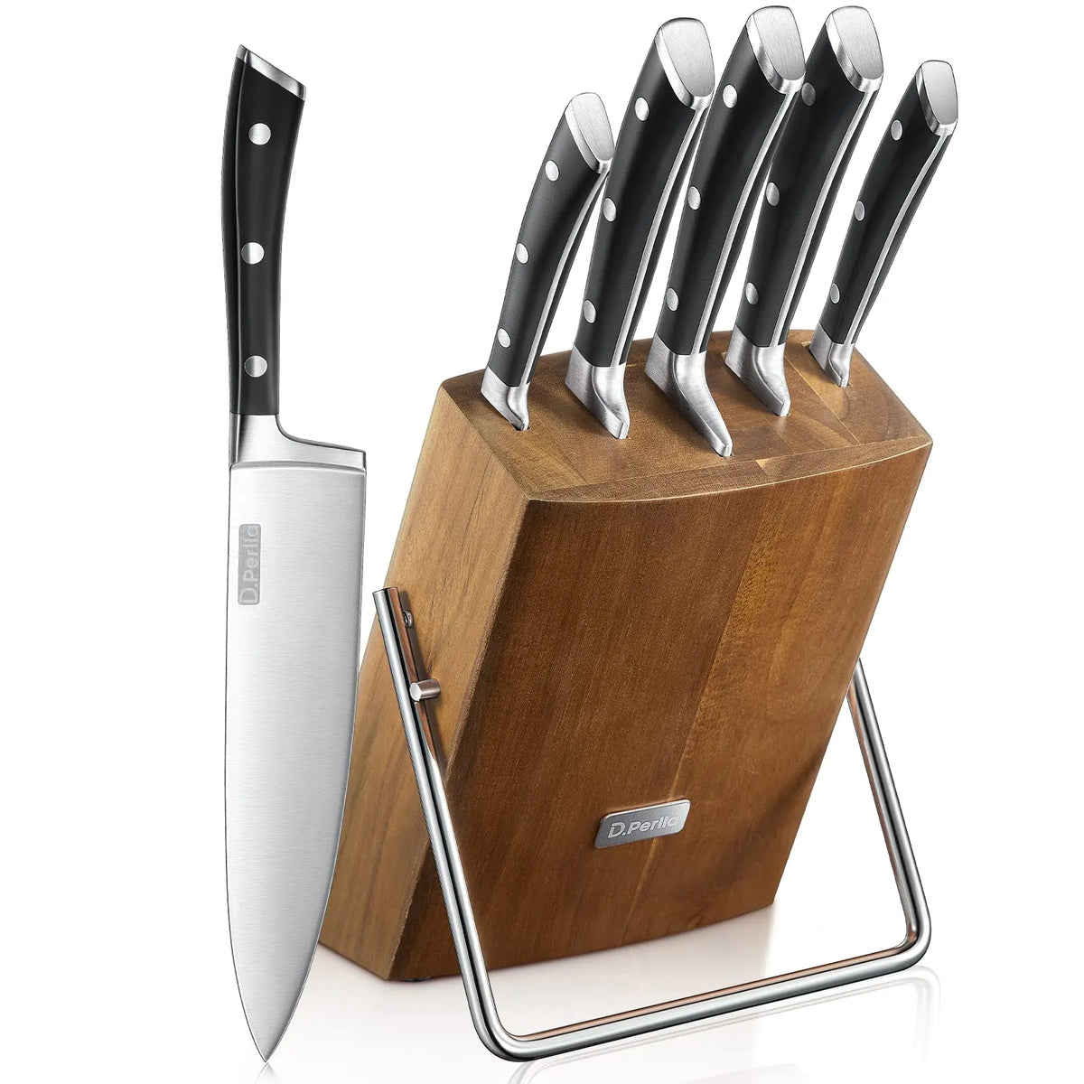 D.Perlla 6-Piece German Steel Knife Set with Block
